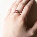 Anello vintage in oro 9K con topazio rosa, anni ‘80