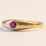 Anello vintage gypsy in oro 18K con rubino, anni ‘50/‘60