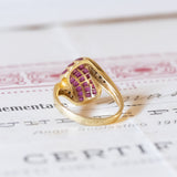 Anello vintage in oro 18K con rubini (1.50ctw ca.) e diamanti (0.20ctw ca.), anni ‘70
