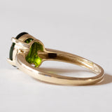 Anello solitario vintage in oro 14K con tsavorite verde, anni ‘70