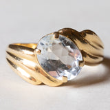 Anello vintage in oro giallo 18K con acquamarina (1.80ct ca.), anni ‘60