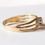 Anello retrò in oro 18K con pietra bianca, anni ‘40