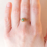 Anello vintage in oro giallo 18K con turchese, anni ‘50/‘60