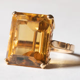 Anello vintage da cocktail in oro 18K con quarzo citrino (15ct ca.), anni ‘60