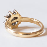 Anello vintage a margherita in oro 18K con diamanti (0.40ctw ca.), anni ‘60
