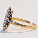 Anello a navette vintage in oro 18K con diamanti (0.20ctw ca.), anni ‘50/‘60