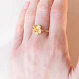 Anello vintage in oro giallo 18K a forma di fiore, anni ‘70/‘80