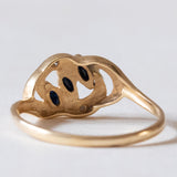 Anello vintage in oro 18K con topazi e diamanti, anni ‘50/‘60