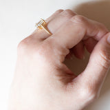 Anello vintage da cocktail in oro 18K con acquamarina, anni ‘50