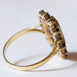 Anello vintage a margherita in oro 8K con granati, anni ‘60