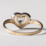 Anello vintage a cuore in oro 9K con topazio azzurro, anni ‘70