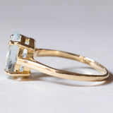 Anello vintage da cocktail in oro 18K con acquamarina, anni ‘50