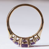 Anello vintage in oro 8K con ametiste, anni ‘70/‘80