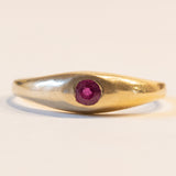 Anello vintage gypsy in oro 18K con rubino, anni ‘50/‘60