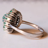 Vintage 14K white gold ring with emeralds (1.48ctw approx.) And diamonds (0.40ctw approx.), 60s / 70s