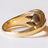 Anello solitario da uomo in oro 18K e argento con diamante di taglio rosetta, anni ‘20/‘30