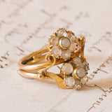 Toi et Moi antico in oro 12K con paste di vetro bianche, primi del ‘900