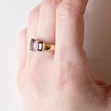 Anello vintage in oro 14K con granati viola e diamanti, anni ‘70