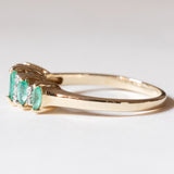 Anello vintage in oro 9K con smeraldi e diamanti, anni ‘60/‘70