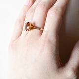 🎃 Anello vintage da cocktail in oro 18K con quarzo citrino, anni ‘50/‘60