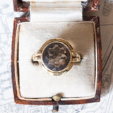 Anello vintage da cocktail in oro 14K con quarzo fumè, anni ‘60