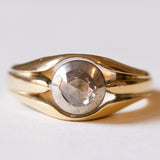 Anello solitario da uomo in oro 18K e argento con diamante di taglio rosetta, anni ‘20/‘30
