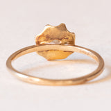 Anello retró a forma di fiore in oro giallo 18K con perla bianca, anni ‘40