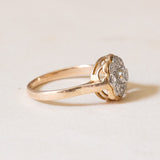 Bague marguerite ancienne en or 18 carats et diamants, années 1930/40