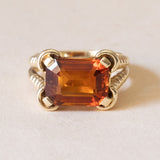 Vintage cocktail ring in 14K gold with citrine quartz, 1960s