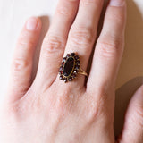 Anello vintage a margherita in oro 8K con granati, anni ‘60