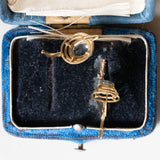 Orecchini vintage in oro 14K con spinelli sintetici, anni ‘60