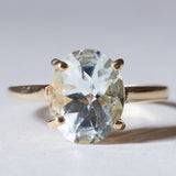 Anello vintage da cocktail in oro 18K con acquamarina, anni ‘50