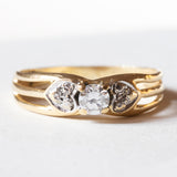 Anello retrò in oro 18K con pietra bianca, anni ‘40