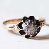 Solitario antico in oro 18K e argento con diamante di taglio rosetta, primi del ‘900
