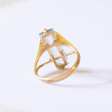 Vintage 18K gold ring with aquamarine, 70s / 80s