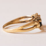 Anello vintage in oro 18K con zaffiri e diamanti, anni ‘60