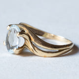 Anello vintage in oro 18K con acquamarina, anni ‘50/‘60
