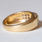 Anello vintage in oro 18K con topazio blu e diamanti (0.56ctw ca.), anni ‘70/‘80