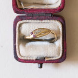 Anello a serpente vintage in oro 18K con rubini, anni ‘70