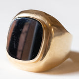 Anello vintage da uomo in oro 14K con onice, anni ‘60