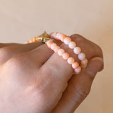 Collana vintage in oro 9K con corallo rosa, anni ‘50/‘60