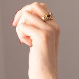 Anello vintage in oro giallo 18K con acquamarina e tormaline rosa, anni ‘60