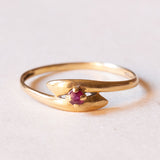 Anello vintage in oro 18K con rubino, anni ‘50