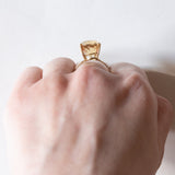 Anello vintage da cocktail in oro 18K con quarzo citrino (6ct ca.), anni ‘50/‘60