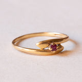 Anello vintage in oro 18K con rubino, anni ‘50