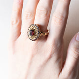 Anello vintage in oro 18K con granati, anni ‘60