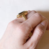 Anello vintage in oro 18K con acquamarina, anni ‘70