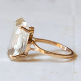 Vintage 18K Gold Cocktail Ring with Light Green Quartz, 1960s