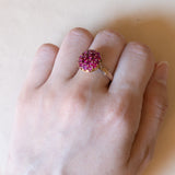 Vintage 18K gold ring with pink topazes, 1970s