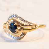Anello vintage in oro 18K con zaffiro, anni ‘60